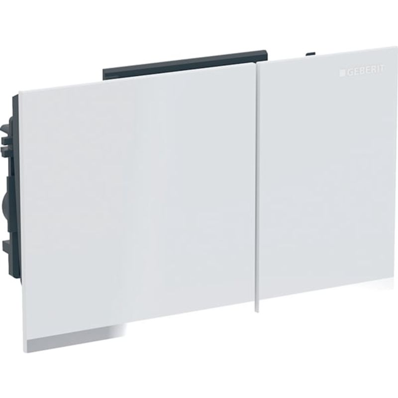 Geberit Betätigungsplatte für 2-Mengen-Spülung, Glas weiss / hochglanz-verchromt, 25 x 184 x 114 mm, Farbe weiß, chrom Bild 1