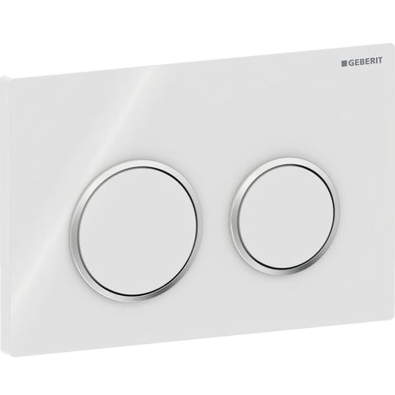 Geberit Betätigungsplatte Omega20, für 2-Mengen-Spülung weiss / hochglanz-verchromt / weiss, 10 x 212 x 142 mm, Farbe weiß, chrom Bild 1
