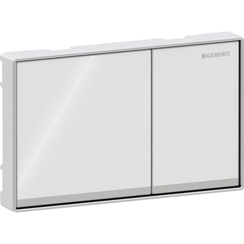 Geberit Betätigungsplatte Omega60, für 2-Mengen-Spülung Glas, 25 x 184 x 114 mm, Farbe weiß Bild 1