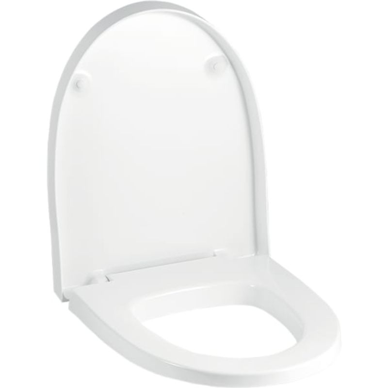 Geberit Flow WC-Sitz, weiss Scharniere verchromt, mit Absenkautomatik, Farbe weiß Bild 1