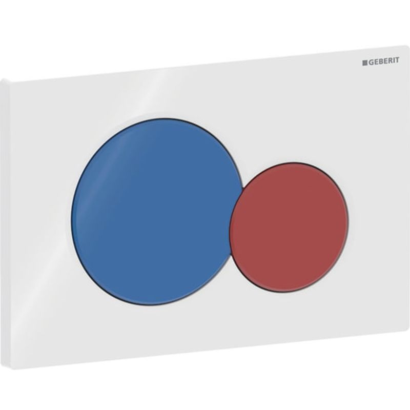 Geberit Sigma01 Betätigungsplatte, rund, 2-Mengen-Spülung weiss glzd /ultramarinblau glzd /rot glzd, 13 x 246 x 164 mm, Farbe weiß Bild 1