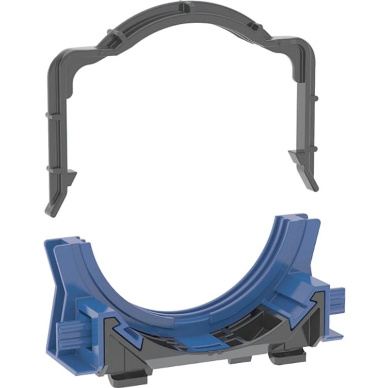 Geberit Rohrschelle für Anschlussbogen für WC, Befestigungsabstand 49 / 77 mm, werkzeuglose Tiefenverstellung, 90 mm Bild 1