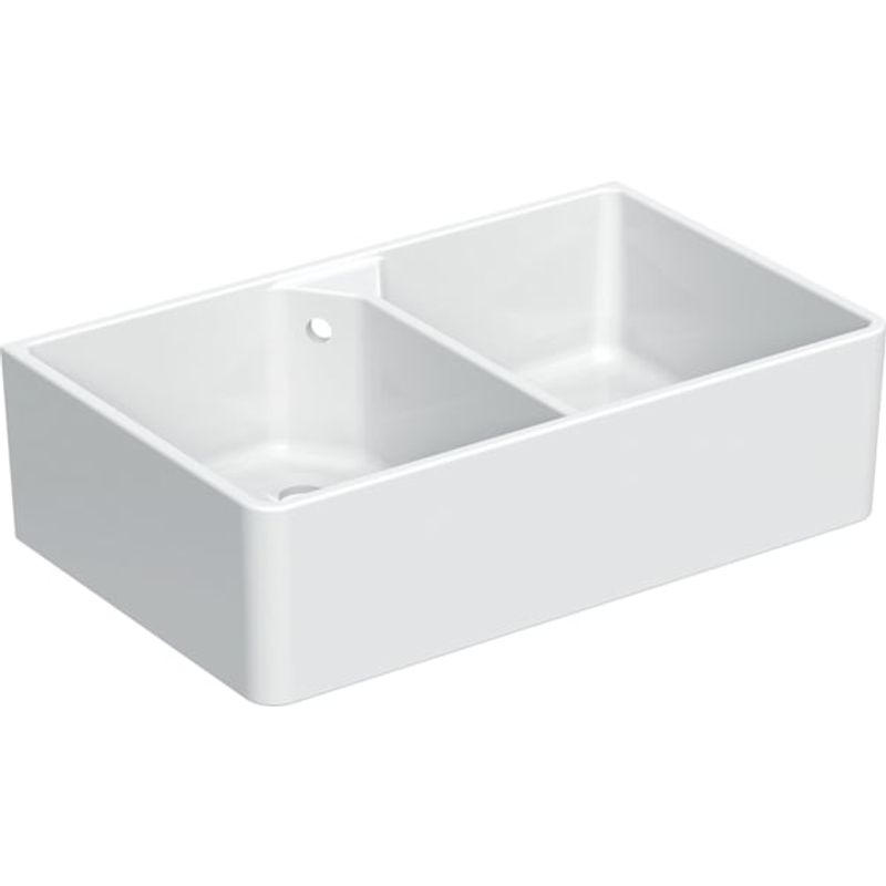 Geberit Doppelspüle City 90 x 56 x 25 cm weiss inklusive Ab- und Überlaufgarnitur, 250 x 900 x 560 mm, Farbe weiß Bild 1