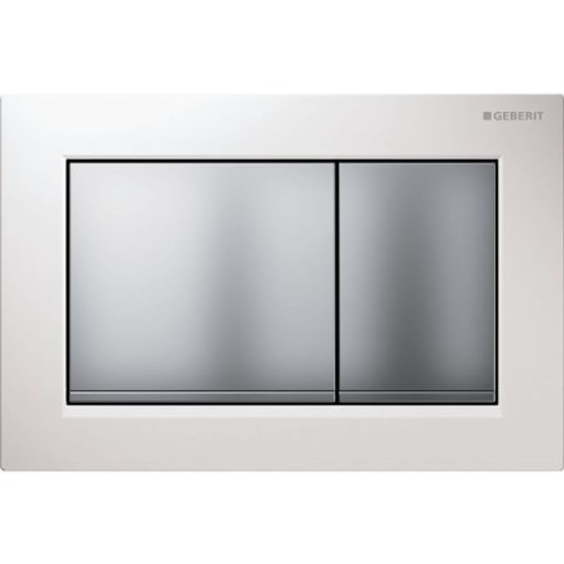 Geberit Betätigungsplatte Omega30, für 2-Mengen-Spülung weiss / seidengl.-chrom / seidengl.-chrom, 10 x 212 x 142 mm, Farbe weiß, chrom Bild 1