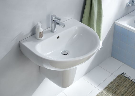 Geberit Waschtisch, 600 x 480 mm, mit HL, mit ÜL, weiss, KeraTect, 190 x 600 x 480 mm, Farbe weiß Bild 2