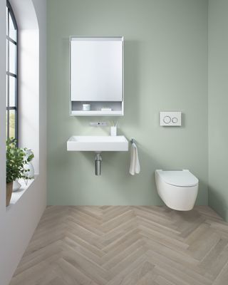 Geberit ONE Set Wand-WC, mit WC-Sitz / glanzverchromt, 345 x 370 mm, Farbe weiß Bild 4