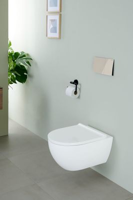 Geberit Wand-Tiefspül-WC Set, spülrandlos, (TurboFlush)Sitz mit AS, verdeckte Befestigung, 335 x 355 x 535 x 530 mm, Farbe weiß Bild 5