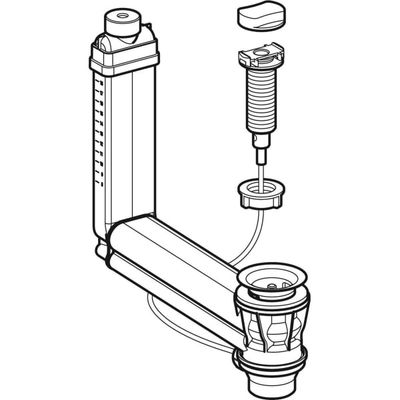 Geberit Clou Waschbeckenanschluss, mit integr. Überlauf Kabelzug und Drehgriff, 32 mm Bild 4