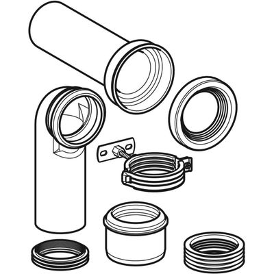 Geberit Set Anschlussbogen 90Gr, für Stand-WC, Farbe schwarz Bild 3