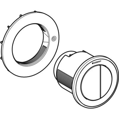 Geberit Typ 10 Fernbetaetigung, rund, pmeum. 2-M-Sp, Möbeldrücker, swm Edelstahl / schw glzd Bild 5