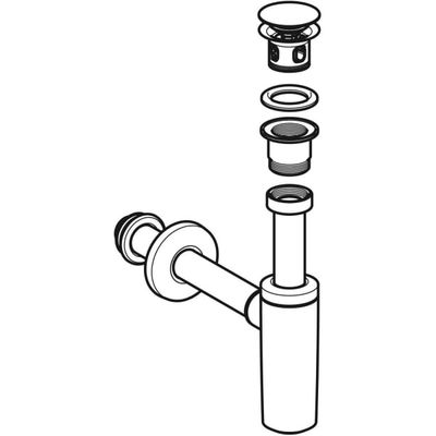 Geberit Waschbeckenablauf, mit Siphon Aussenventilstopfen, mit Druck-Bet. chrg, DN 32 / 40, Farbe chrom Bild 4