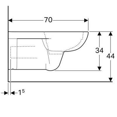Geberit Renova Comfort Wand-WC Tiefspüler Rimfree, Ausld. 70 cm, Farbe weiß Bild 3