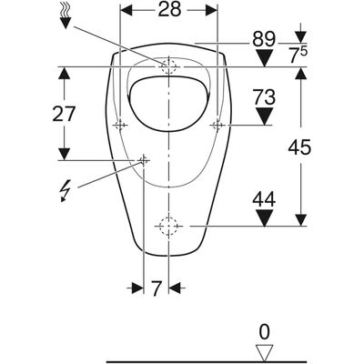 Geberit Renova Urinal, Zulauf von hinten Abgang nach hinten, KeraTect, Farbe weiß Bild 2