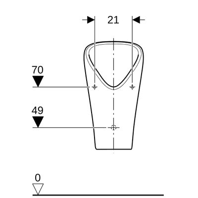 Geberit Narva Urinal, wasserlos Abgang nach hinten, weiss, KeraTect, 600 x 330 x 300 mm, Farbe weiß Bild 3