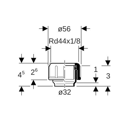 Geberit PE Gewindestutzen, mit Qütschverschraubung d32 H4,5, 45 mm, Farbe schwarz Bild 4