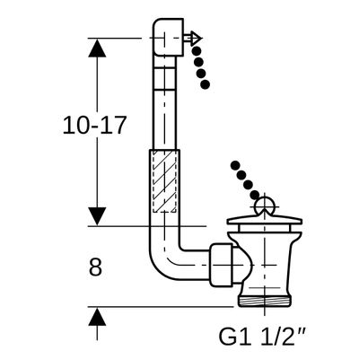 Geberit Spülbeckenanschluss, mit Überlauf und Ventilstopfen 1 1/2", 38 mm, Farbe weiß Bild 3