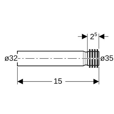 Geberit Spülbogenverlaengerung, für Urinal, mit Manschette d32, 150 mm, Farbe schwarz Bild 3
