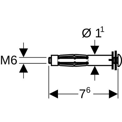 Geberit GIS -Metallhohlraumdübel für Plattenst.18 - 25 mm, mit Gew.-Schraube M6 Bild 2