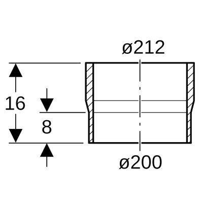 Geberit PE-HD Übergangsstutzen auf Guss d200 / 212 mm, 160 mm, Farbe schwarz Bild 3