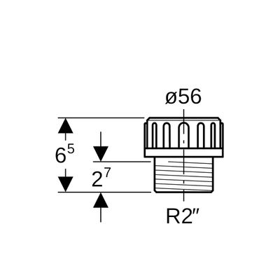 Geberit PE Übergangsstutzen, mit Aussengewinde und Qütschverschraubung d56 R2, 65 mm, Farbe schwarz Bild 3