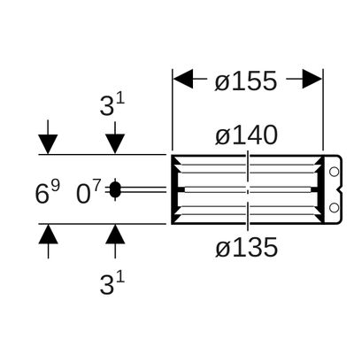 Geberit Überg.-spannverb.auf Faserzement DN 125 (135 mm) x DN 125 (140 - 141 mm), 69 mm, Farbe silber Bild 2