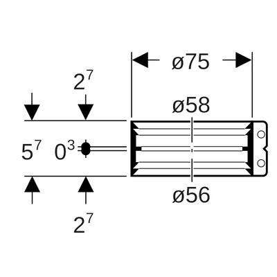 Geberit Übergangsspannverb.auf Guss DN 56 (56 - 58 mm) x DN 50 (56 - 58 mm), 57 mm, Farbe silber Bild 2