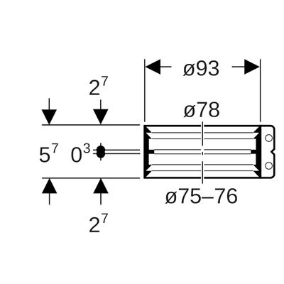 Geberit Übergangsspannverb.auf Guss DN 70 (75 - 76 mm) x DN 70 (78 mm), 57 mm, Farbe silber Bild 2