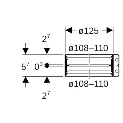 Geberit Übergangsspannverb.auf Guss DN 100 (108 - 110 mm) x DN 100 (108 - 110 mm), 57 mm, Farbe silber Bild 2