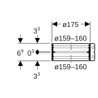 Geberit Übergangsspannverb.auf Guss DN 150 (159 - 160 mm) x DN 150 (159 - 160 mm), 69 mm, Farbe silber Bild 2
