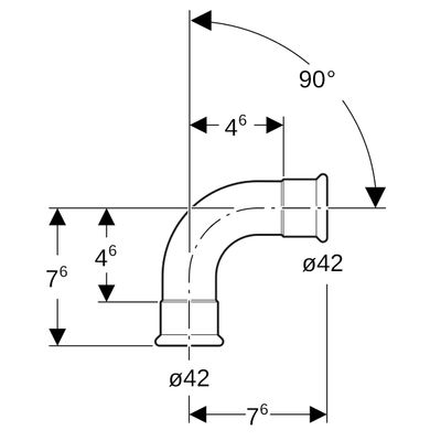 Geberit Mapress Kupfer Pressfitting-Bogen für Gas 42 mm 90 Grad, Farbe kupfer Bild 3