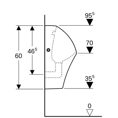 Geberit Narva Urinal, wasserlos Abgang nach hinten, weiss, KeraTect, 600 x 330 x 300 mm, Farbe weiß Bild 4