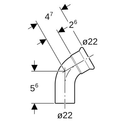 Geberit Mapress Edelstahl Bogen 60Gr d22, mit Einschubende, Farbe silberfarben Bild 3