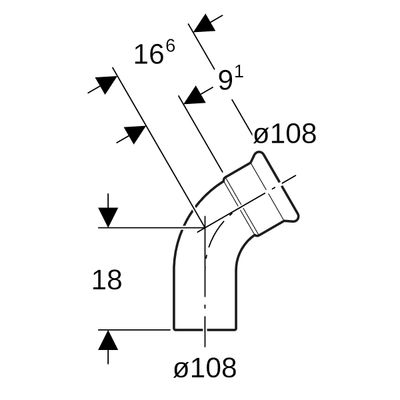 Geberit Mapress Edelstahl Bogen 60Gr d108, mit Einschubende, Farbe silberfarben Bild 3