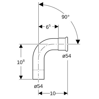 Geberit Pressfitting-Bogen, mit Einschubende 54 mm 90 Grad Bild 3