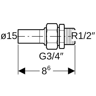 Geberit Mapress Edelstahl Übergangsverschraubte, mit AG und Einschubende d15-R1 / 2, 86 mm, Farbe silberfarben Bild 3