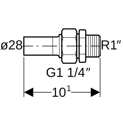 Geberit Mapress Edelstahl Übergangsverschraubte, mit AG und Einschubende d28-R1, 101 mm, Farbe silberfarben Bild 3
