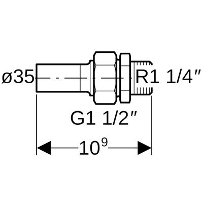 Geberit Mapress Edelstahl Übergangsverschraubte, mit AG und Einschubende d35-R1 1/4, 109 mm, Farbe silberfarben Bild 3
