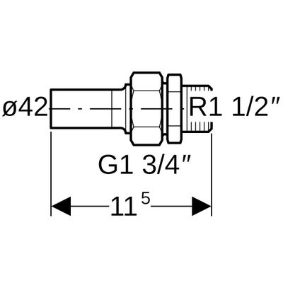 Geberit Mapress Edelstahl Übergangsverschraubte, mit AG und Einschubende d42-R1 1/2, 115 mm, Farbe silberfarben Bild 3