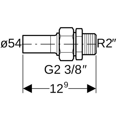 Geberit Mapress Edelstahl Übergangsverschraubte, mit AG und Einschubende d54-R2, 129 mm, Farbe silberfarben Bild 3