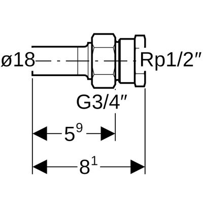 Geberit Mapress Edelstahl Übergangsverschraubte, mit IG und Einschubende d18-Rp1 / 2, 81 mm, Farbe silberfarben Bild 3