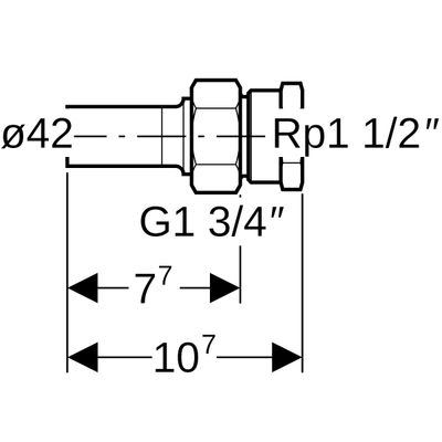 Geberit Mapress Edelstahl Übergangsverschraubte, mit IG und Einschubende d42-Rp1 1/2, 107 mm, Farbe silberfarben Bild 3
