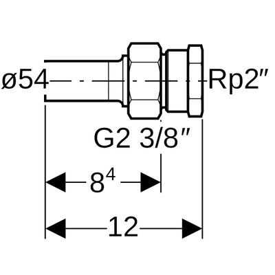 Geberit Mapress Edelstahl Übergangsverschraubte, mit IG und Einschubende d54-Rp2, 120 mm, Farbe silberfarben Bild 3