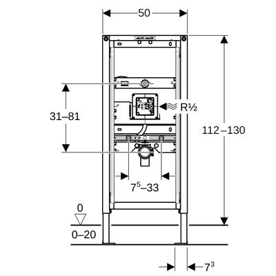 Geberit Urinal-Element 112-130 cm, für verdeckte Urinalsteuerung, 1120 mm Bild 6