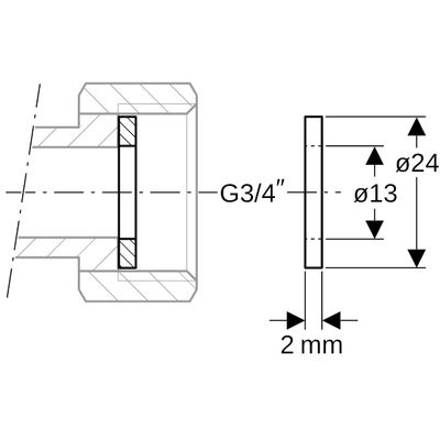 Geberit Mapress Flachdichtung EPDM schwarz da 24 x di, 3/4", 13 x 2 mm, Farbe schwarz Bild 2