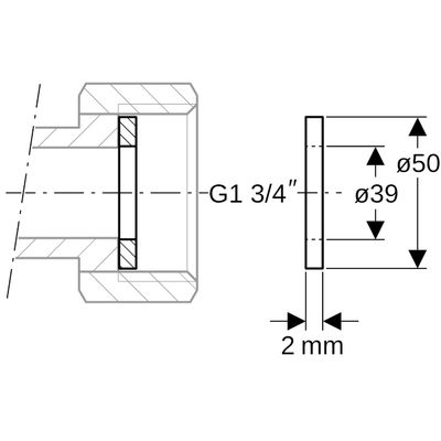 Geberit Mapress Flachdichtung EPDM schwarz da 50 x di, 1 3/4", 39 x 2 mm, Farbe schwarz Bild 2