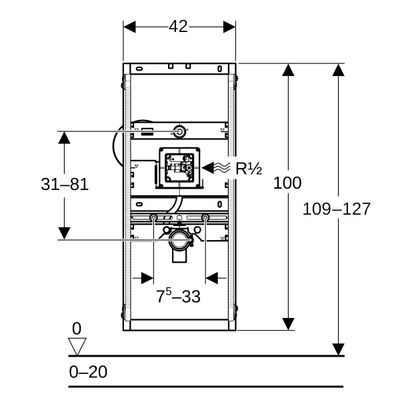 Geberit Urinal-Element 114-132 cm, universell, für verdeckte Urinalsteuerung, 1140 mm Bild 6