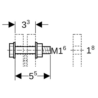 Geberit Schraubenset, für Flanschverbindung aus Stahl verzinkt 16 x 55, 55 mm, Farbe grau Bild 2