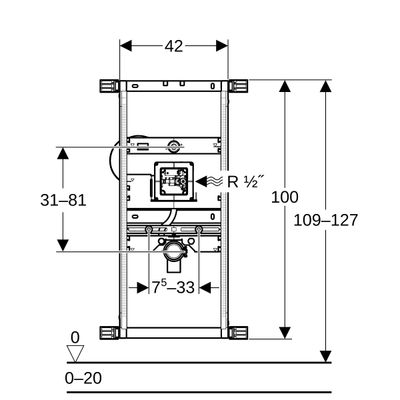 Geberit Kombifix Element, für Urinal 109-127 cm Universal, verdeckte Steuerung, 1090 mm Bild 6
