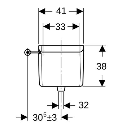 Geberit AP123 Aufputz-Spülkasten,1-Mengen-Spülung hochh. WA li / re, für Fernaus, 380 x 410 x 125 mm, Farbe weiß Bild 5