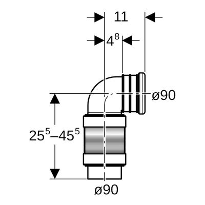 Geberit PE-Bogen flexibel für Duofix Element Wand-WC Höhenverstellb.mit UP300, DN 90 / 90 Bild 2